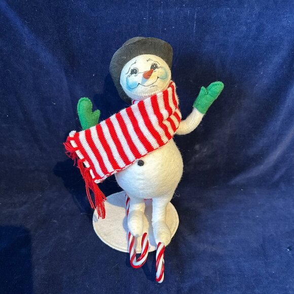 Annalee Mobilitee Snowman Skier Figurine 2003 Candy Cane Skis - Picture 6 of 9